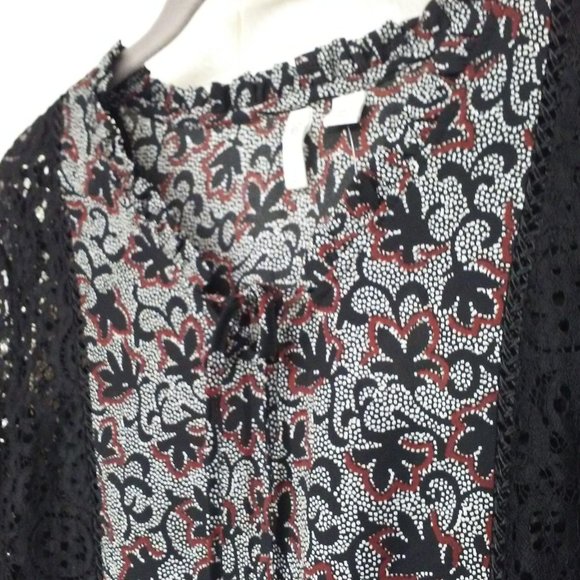 NWT CATO Boho tunic top Sz-L Black lace ruffles - Picture 7 of 12
